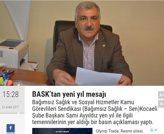 Kocaeli Temsilcimiz Sami Ayyıldız'ın Yeni Yıl Mesajı