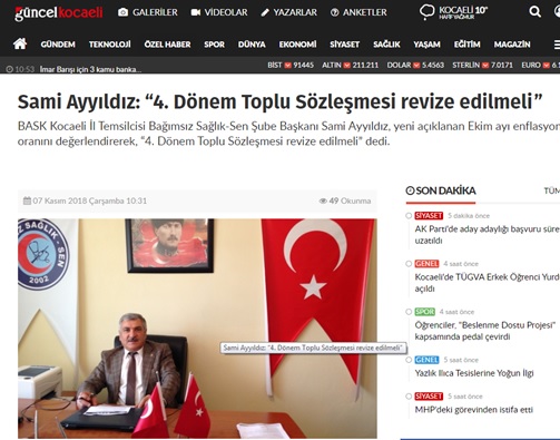 Kocaeli Temsilcimiz Sami Ayyıldız: "Toplu Sözleşme Revize Edilmeli"