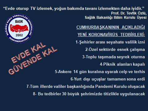 Cumhurbaşkanı ve Kurumların Açıkladığı Yeni Koronavirüs Tedbirleri: