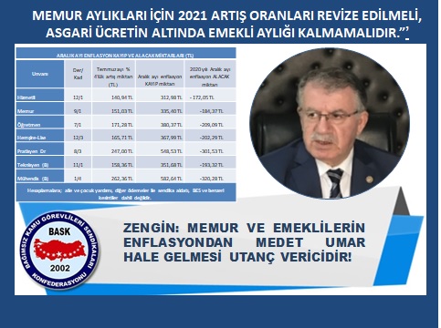 Genel Başkan Zengin: Memur ve Emekliler Enflasyondan Medet Umar Hale Gelmiştir.