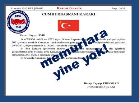 29 Ocak Cuma Günü Tüm Kamu İşçileri İkramiye Alacak, Memurlara Yine Yok.