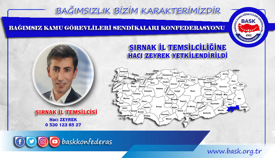 Hacı Zeyrek BASK Şırnak İl Temsilcisi Oldu