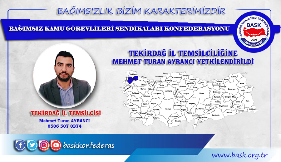 Mehmet Turan Ayrancı BASK Tekirdağ İl Temsilcisi Oldu