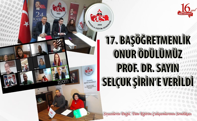 AES:Başöğretmenlik Onur Ödülümüz Sayın Selçuk ŞİRİN'e Verildi