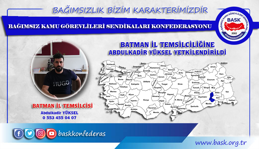 Abdulkadir Yüksel BASK Batman İl Temsilcisi Oldu