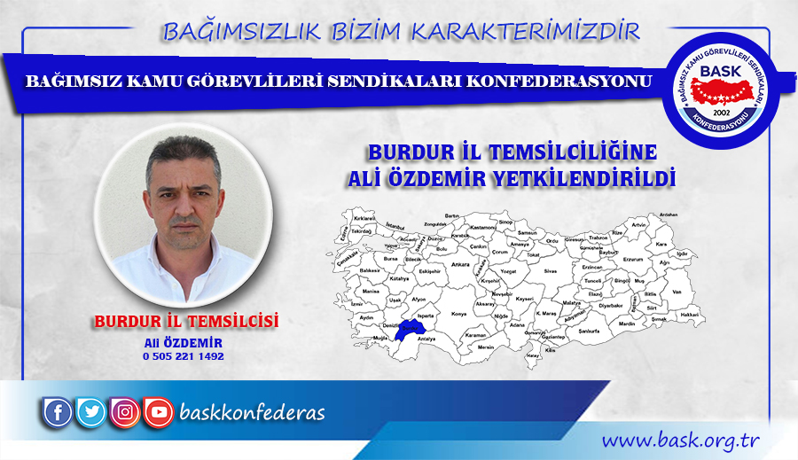 Ali Özdemir BASK Burdur İl Temsilcisi Oldu